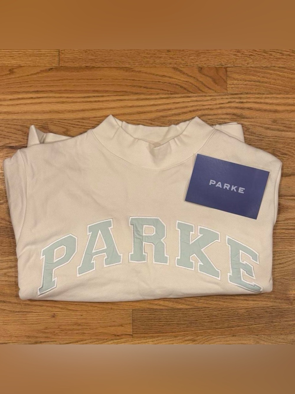 Parker Kids Cream Sweatshirt with Mint Green Lettering